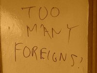 Click on image to see full-sized version Killester station, racist grafiti