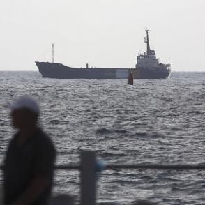 Click on image to see full-sized version The Rachel Corrie seen from Ashdod yesterday