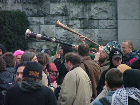 Click on image to see full-sized version Buglers at the garden of remembrance