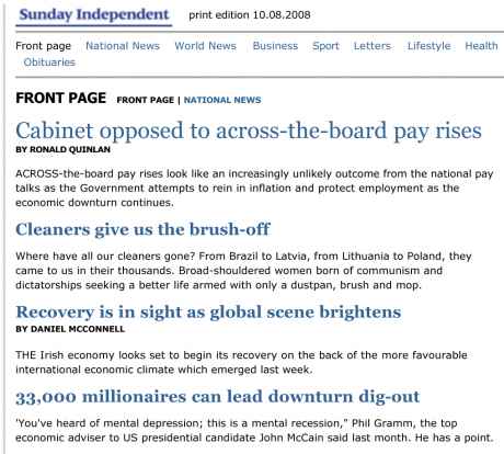 Click on image to see full-sized version Top story on the web - pay cuts for all (except 'Sir' Anthony of course)