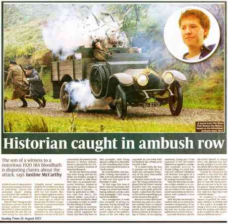 Click on image to see full-sized version 'HIstorian Caught in Ambush Row' Justine McCarthy Sunday Times 26 August 2012