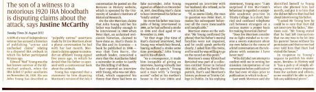 Click on image to see full-sized version 'HIstorian Caught in Ambush Row' Justine McCarthy Sunday Times 26 August 2012 text