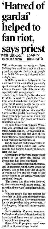 Click on image to see full-sized version Daily Ireland story - that started the alternative ball rolling