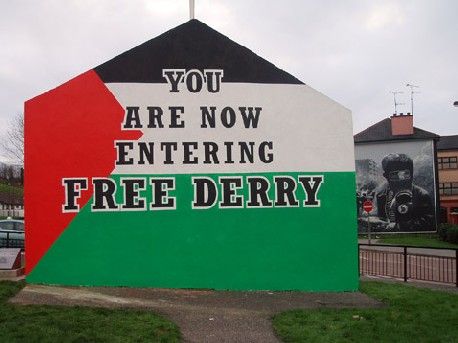 Click on image to see full-sized version Free Derry copyleft daisy mules