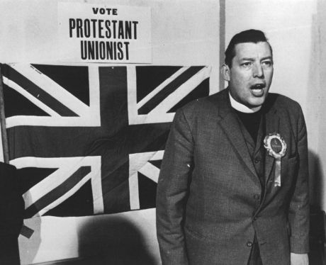 Click on image to see full-sized version Ian Paisley with his religion and politics nailed to the Union Jack
