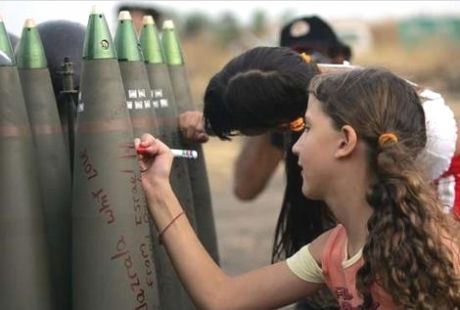 Click on image to see full-sized version Israeli Schoolchildren Encouraged to Write on Munitions