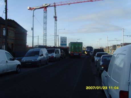 Click on image to see full-sized version CONSTRUCTION TRAFFIC AND PARKING CAUSE PEDESTRIAN HAZARDS