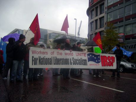 Click on image to see full-sized version IRSP at the ICTU Demo in Belfast 23 October 2010
