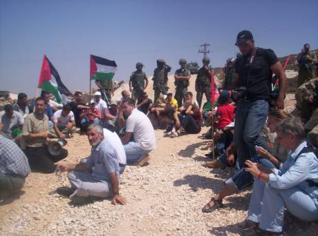Click on image to see full-sized version Demonstrating in a Closed Military Zone against the Apartheid Wall - Walaje, Bethlehem