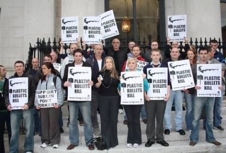 Click on image to see full-sized version Councillor Louise Minihan with one of the leathal bullets